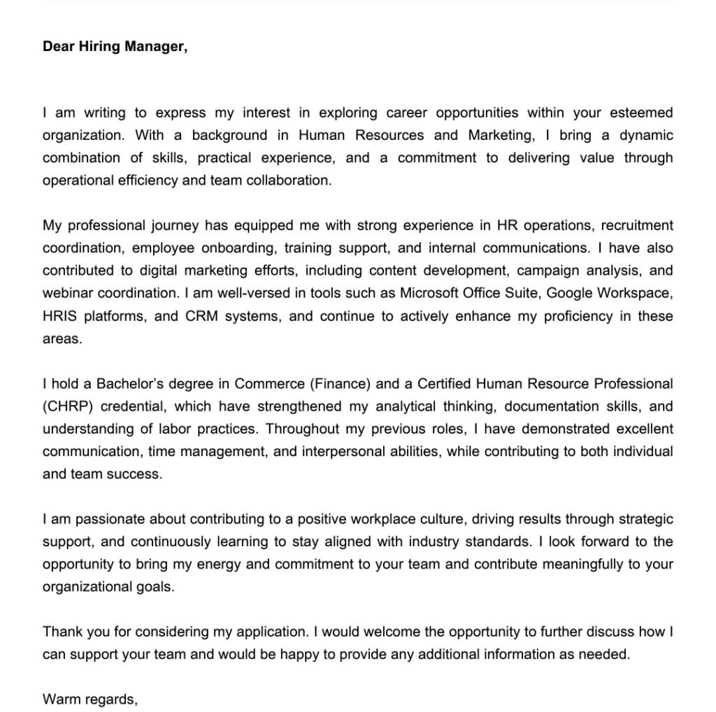 Covering Letter